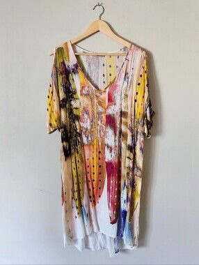 Jams World Multicolor Abstract Cold-shoulder Dress Sz M